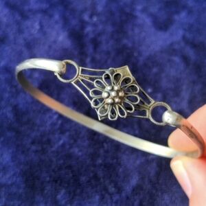 Vintage / Antique Handmade Cuff Bracelet With Filigree Ornament